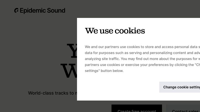 Epidemic Sound homepage preview