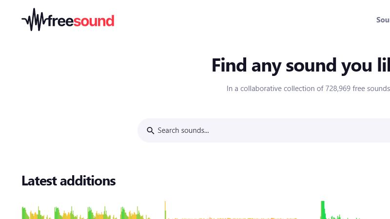Freesound homepage preview