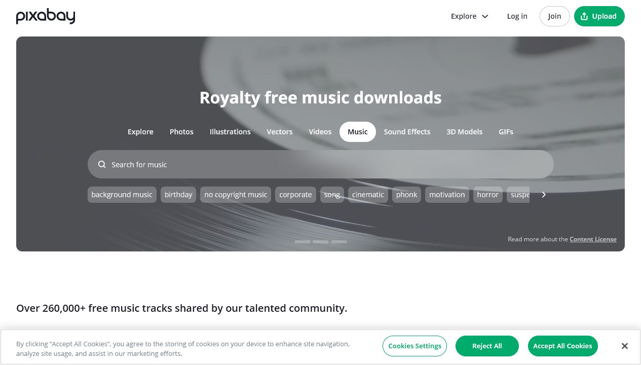 Pixabay homepage preview