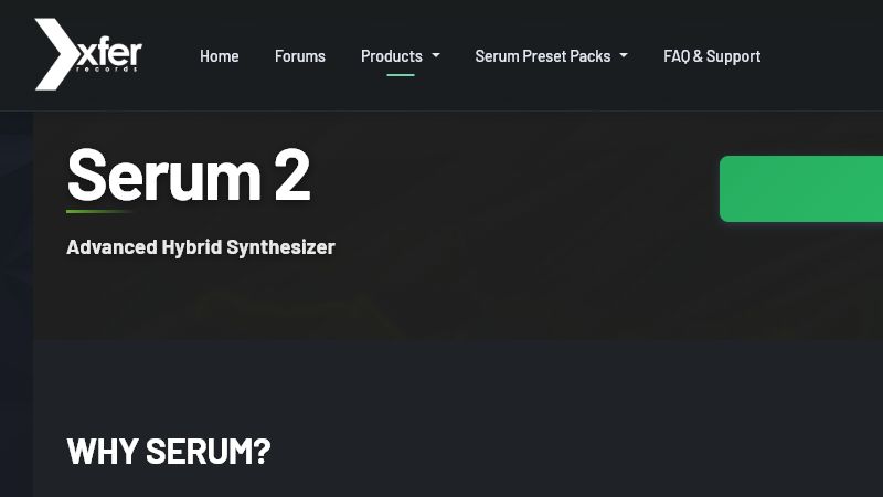 Xfer Serum homepage preview
