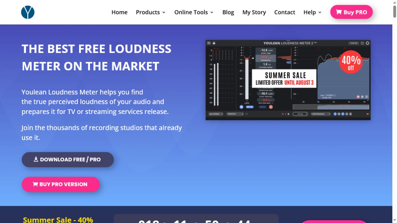 Youlean Loudness Meter homepage preview