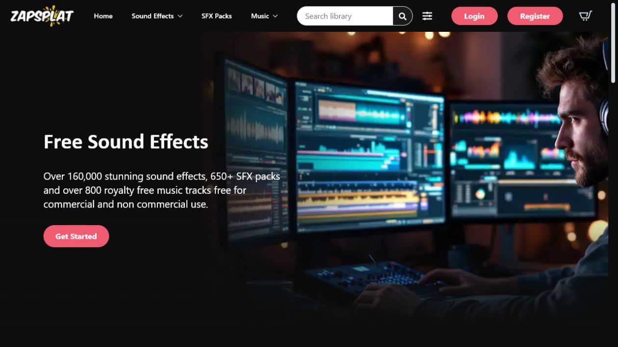ZapSplat homepage preview